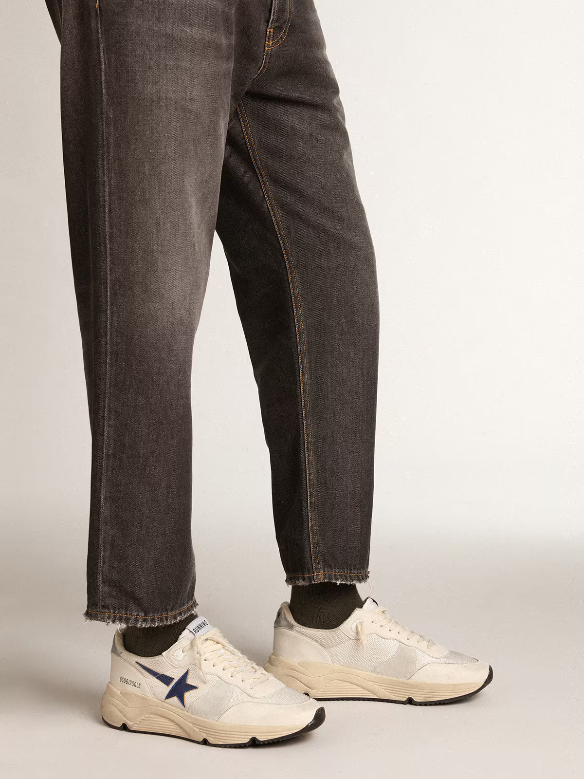 Golden Goose Running Sole in white leather