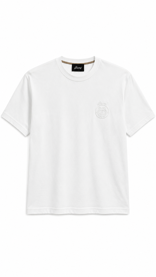 Brioni Embroidered Logo T-Shirt – White