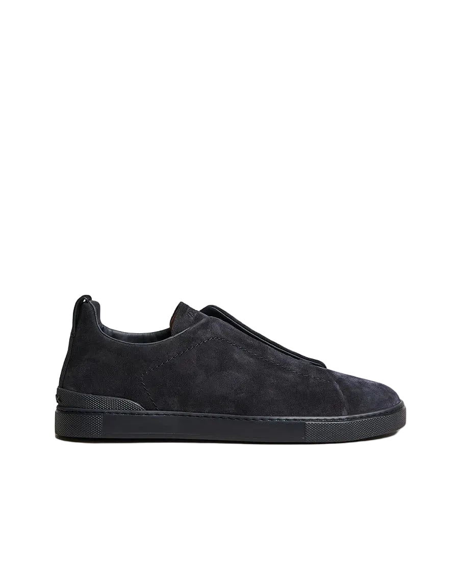 Zegna Triple Stitch Navy Suede