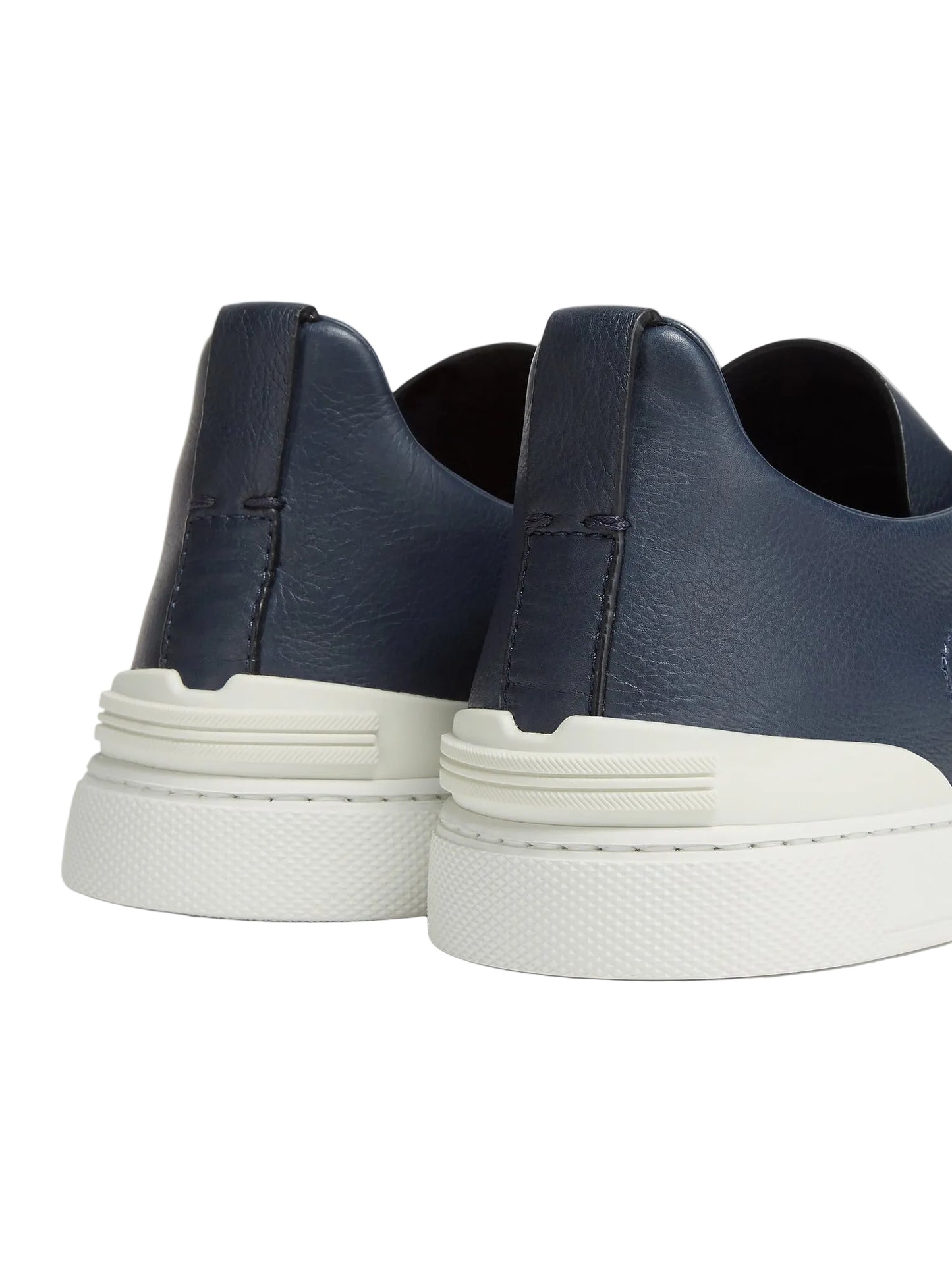Zegna Triple Stitch Leather Sneaker Navy