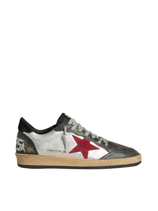 Golden Goose Ball Star LTD in silver laminated leather