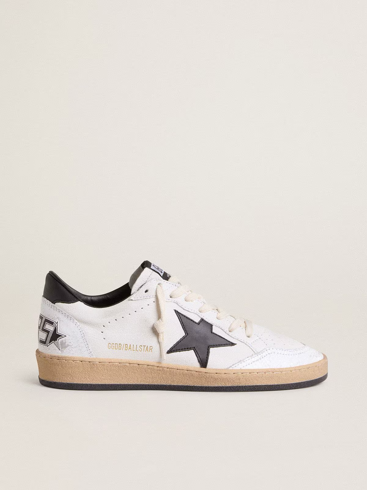 Golden Goose Ball Star in white nappa with black star
