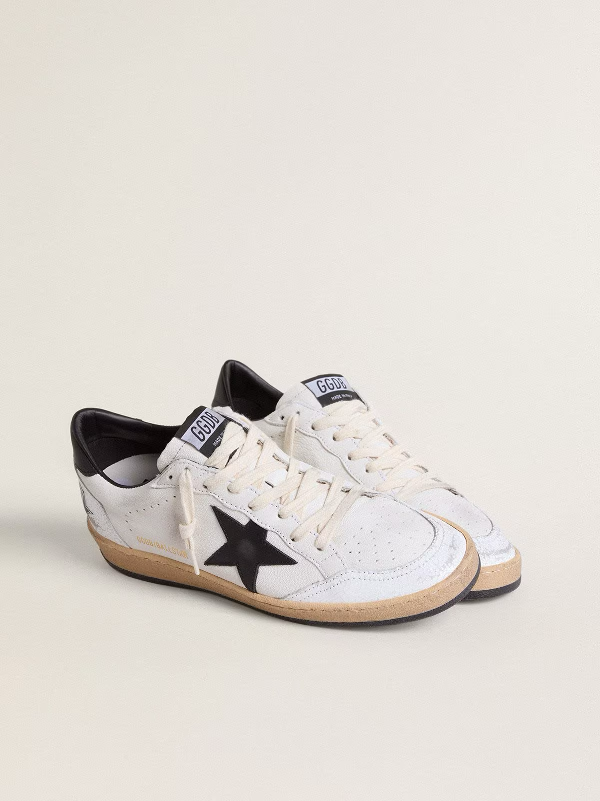 Golden Goose Ball Star in white nappa with black star