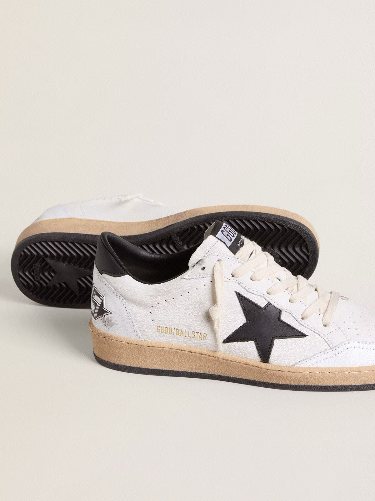 Golden Goose Ball Star in white nappa with black star