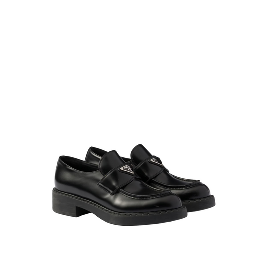 Prada Chocolate Brushed Leather Loafers