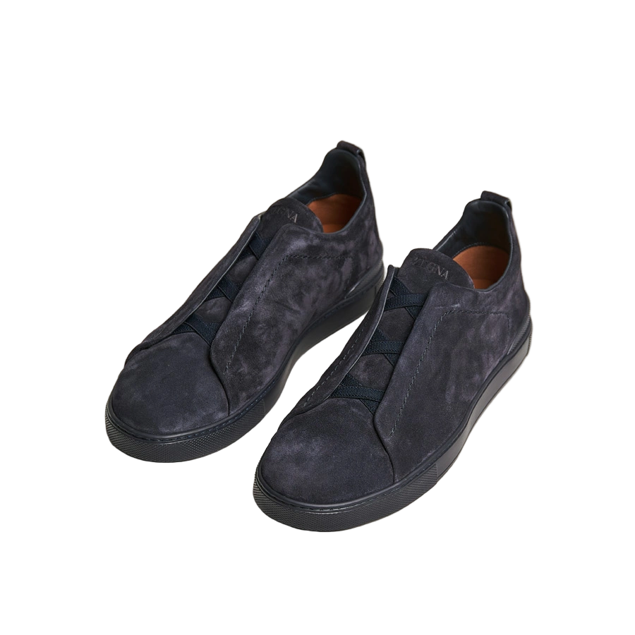 Zegna Triple Stitch Navy Suede