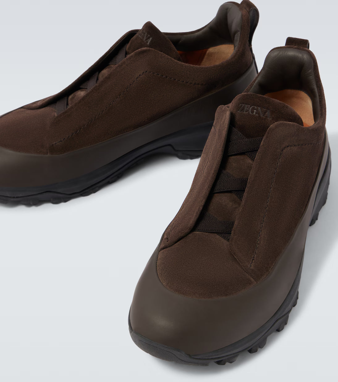 Zegna Dark Brown Leather and Suede Monte Sneakers